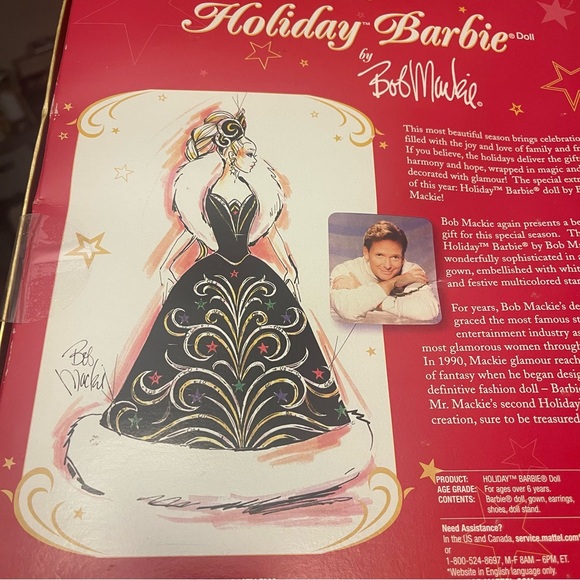 Bob Mackie Holiday Barbie 2006 in Black and Gold Gown - Picture 9 of 9